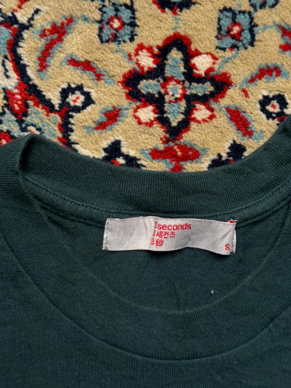 8SECONDS KOREAN STREETWEAR FOREST GREEN TEE OVERSIZED CROPPPED TEE - M