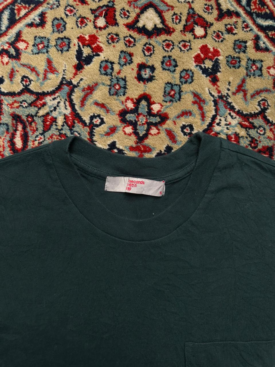 8SECONDS KOREAN STREETWEAR FOREST GREEN TEE OVERSIZED CROPPPED TEE - M