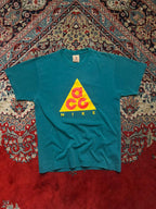 VINTAGE NIKE ACG TRIANGLE LOGO TURQUOISE OVERSIZED TEE - S