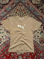 VINTAGE PUMA ARCHIVE LOGO BEIGE GRAPHIC WOMEN TEE - S