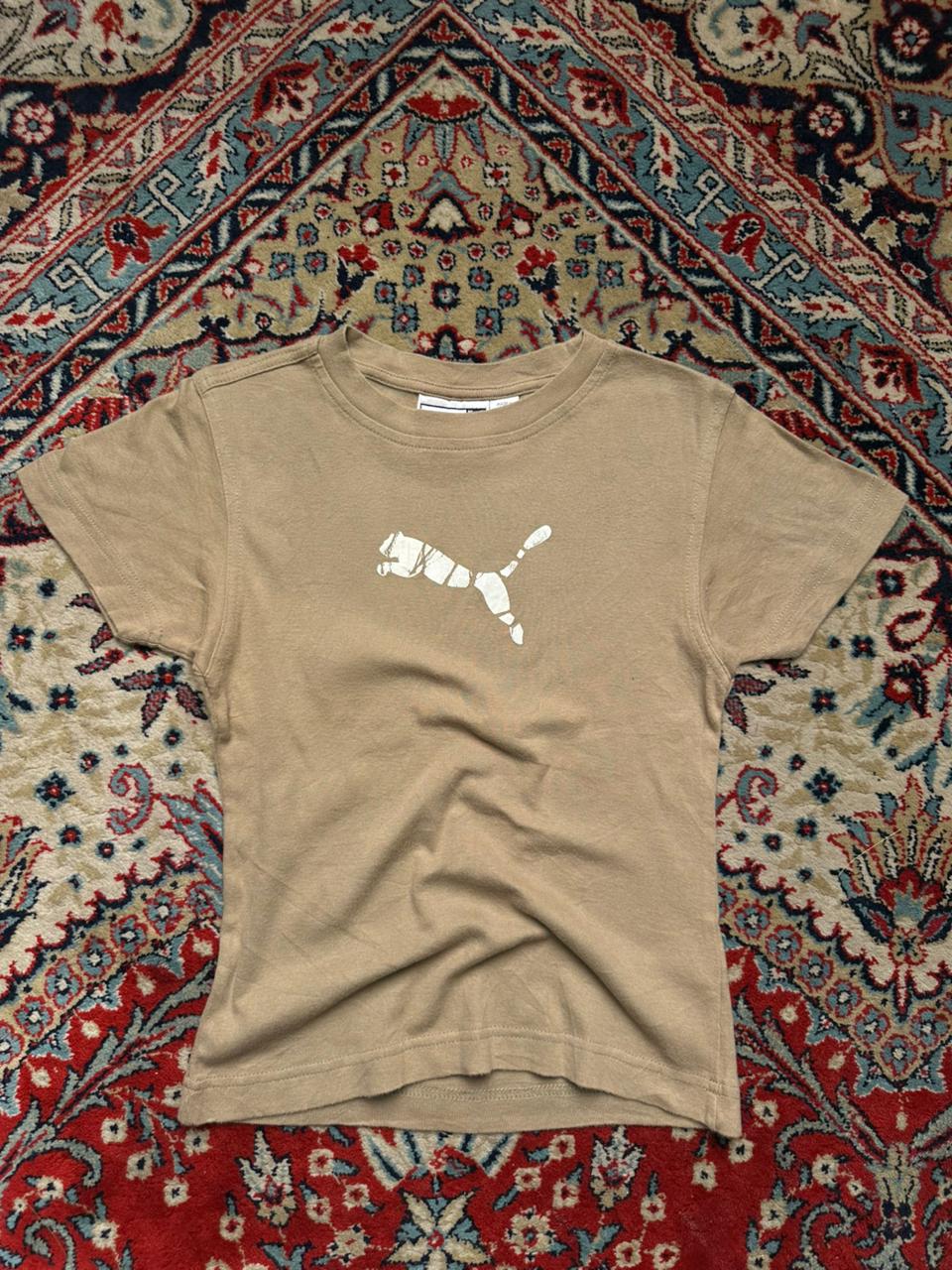 VINTAGE PUMA ARCHIVE LOGO BEIGE GRAPHIC WOMEN TEE - S