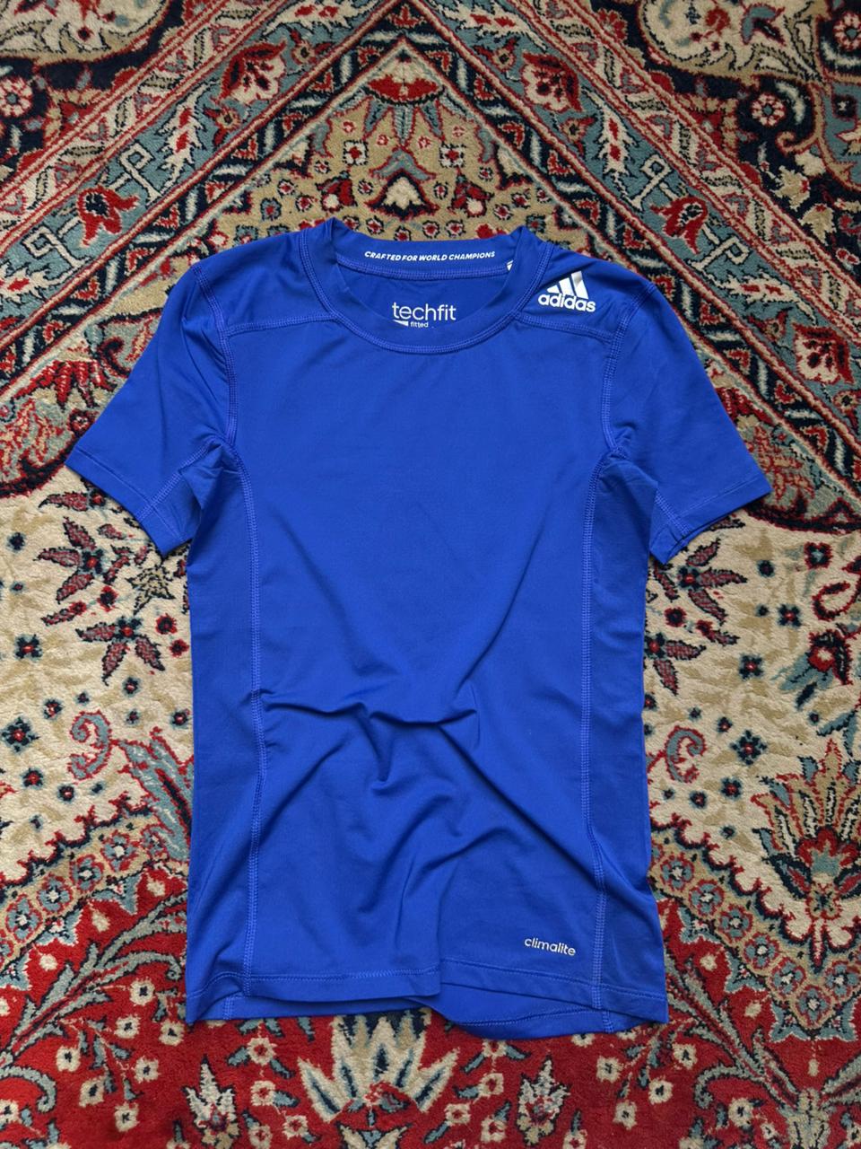 Adidas Techfit Fitted Climalite Royal Blue Athletic WOMEN TEE - S