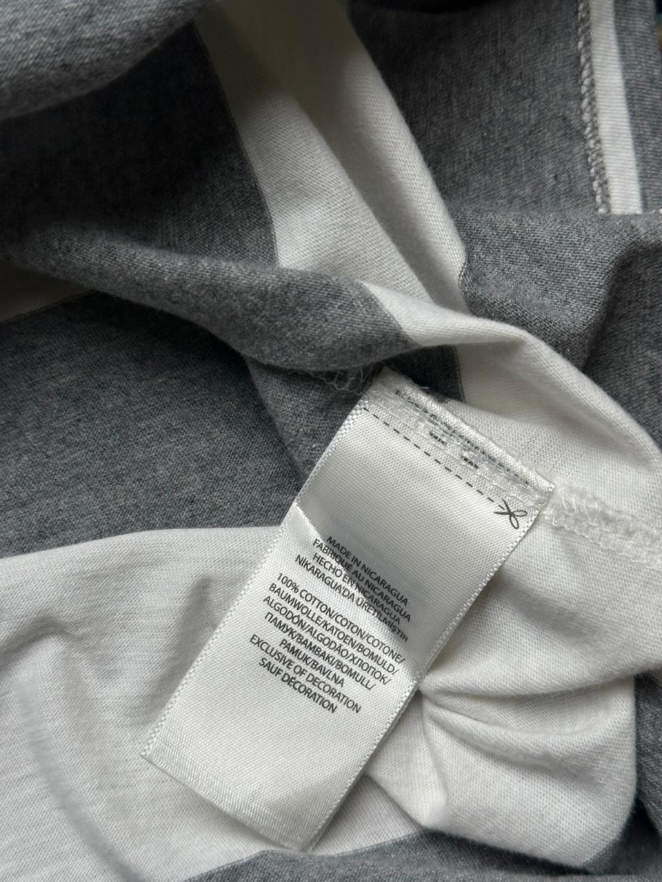 Polo Ralph Lauren Gray and White Horizontal Striped WOMEN Tee - XL