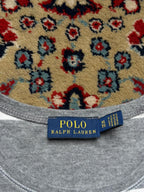 Polo Ralph Lauren Gray and White Horizontal Striped WOMEN Tee - XL