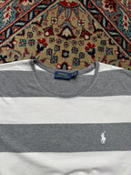 Polo Ralph Lauren Gray and White Horizontal Striped WOMEN Tee - XL