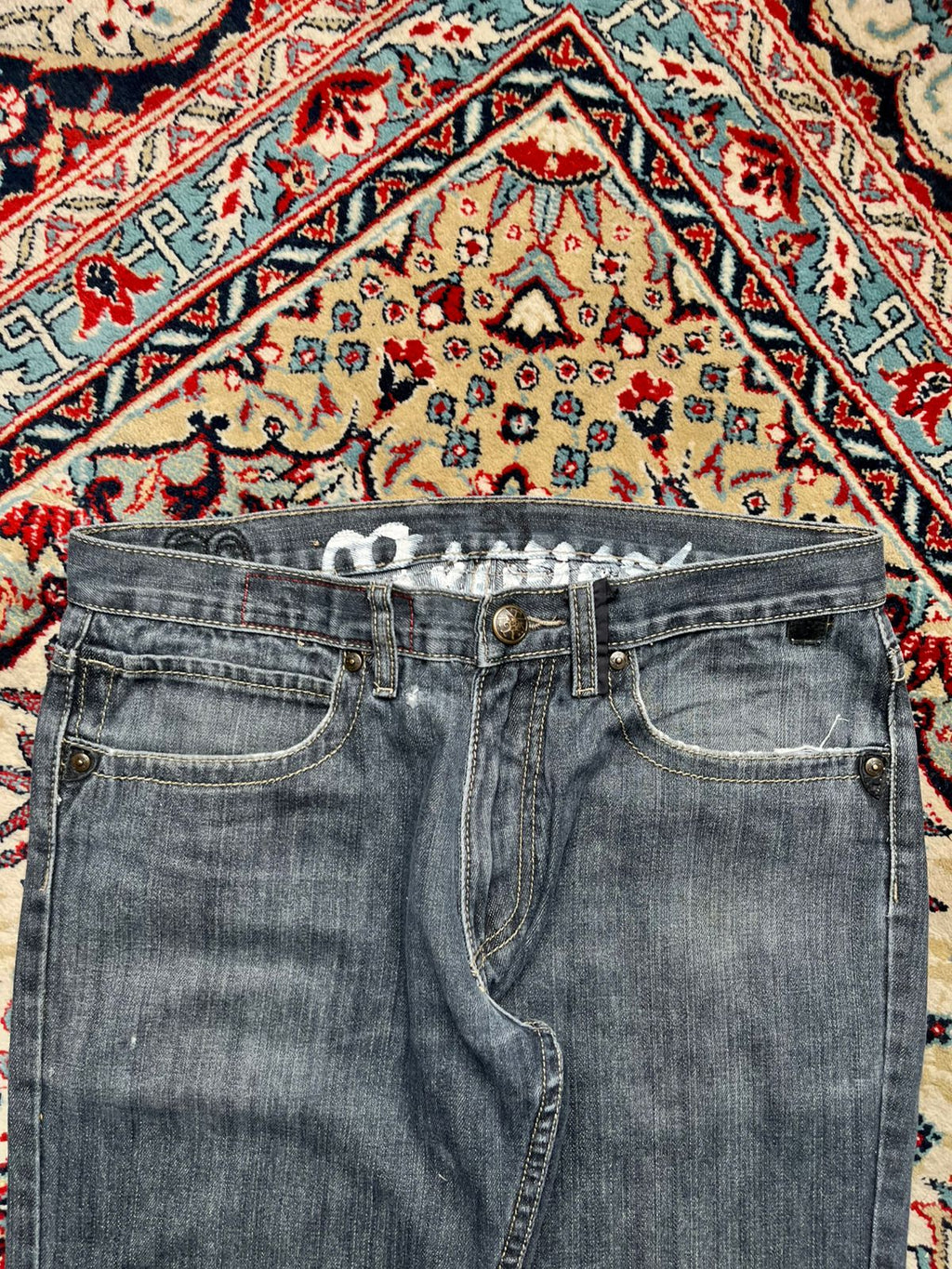 Raw Blue Distressed Streetwear Relaxed Fit JEANS - 32