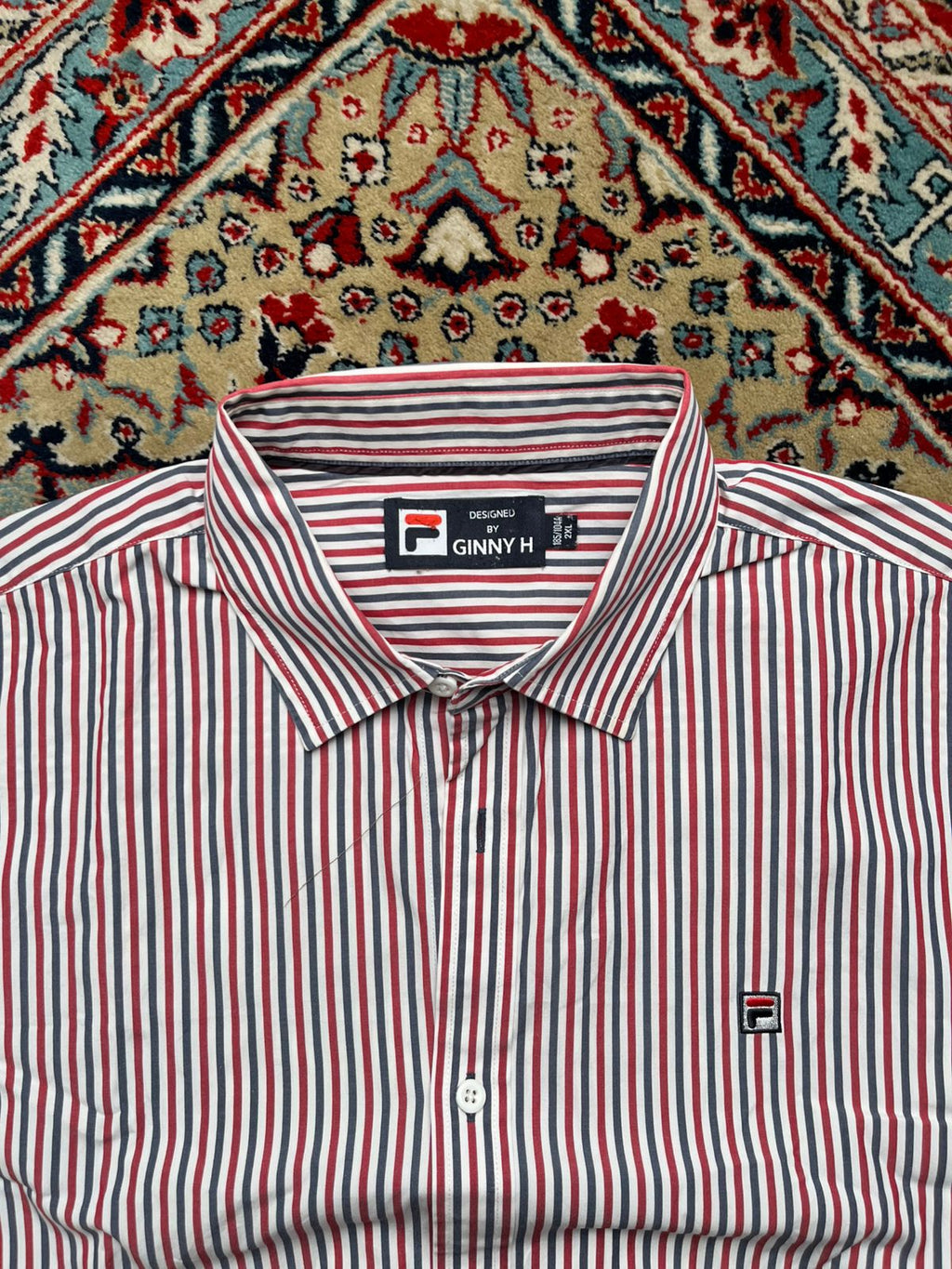 FILA Designed by GINNY H Striped BUTTON DOWN SHIRT - XL