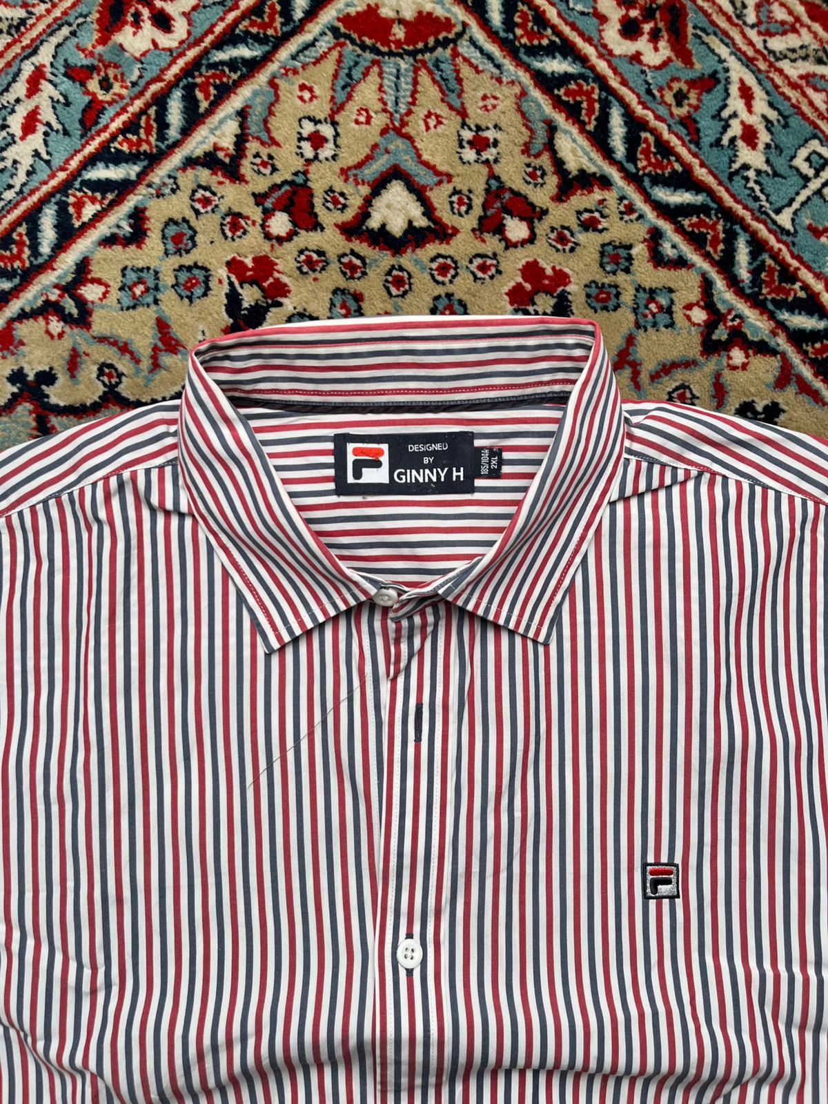 FILA Designed by GINNY H Striped BUTTON DOWN SHIRT - XL