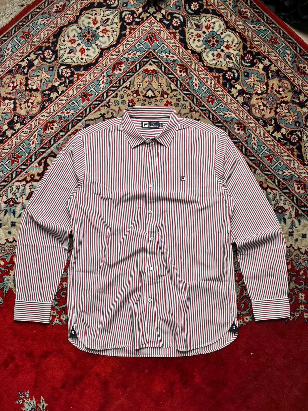 FILA Designed by GINNY H Striped BUTTON DOWN SHIRT - XL