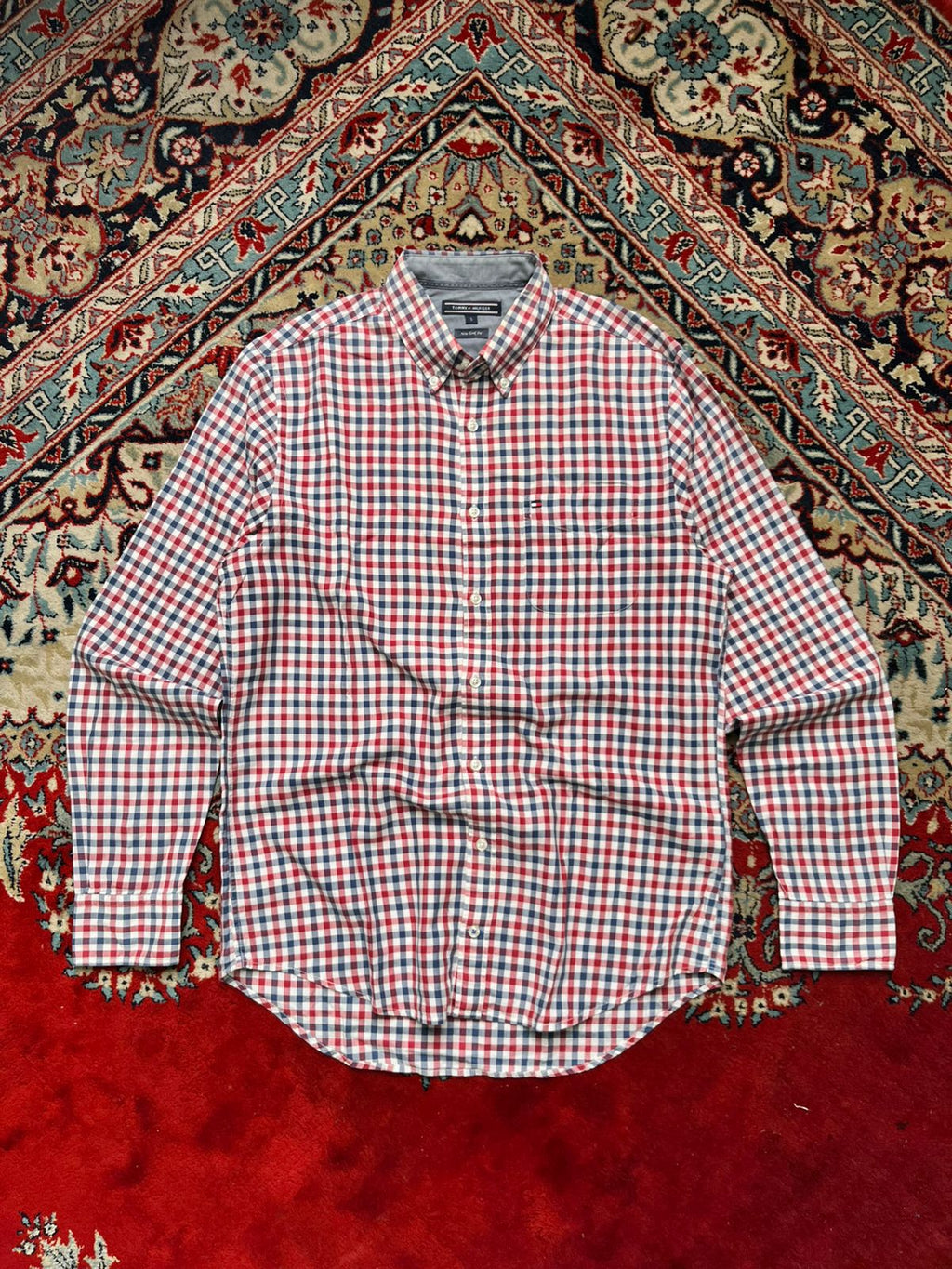 TOMMY HILFIGER Slim Fit Gingham BUTTON DOWN SHIRT - L