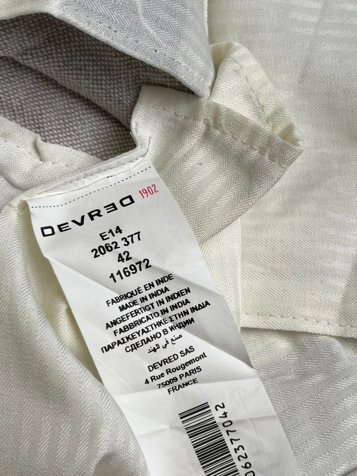 Devred Paris Linen Light Gray Textured Slim Fit Dress PANTS - 32