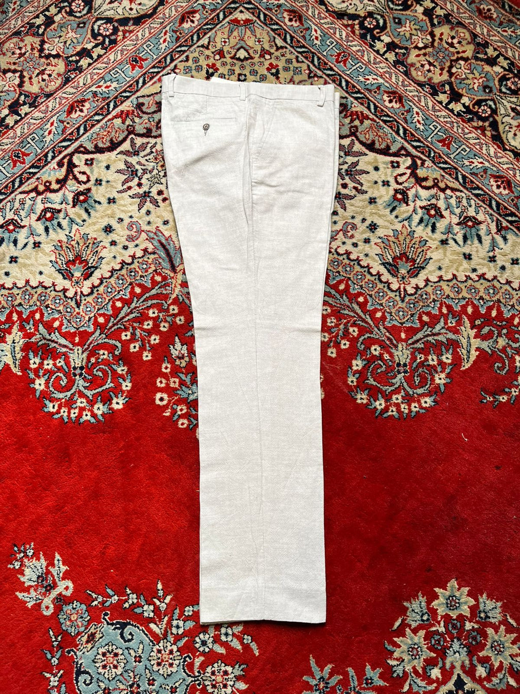 Devred Paris Linen Light Gray Textured Slim Fit Dress PANTS - 32