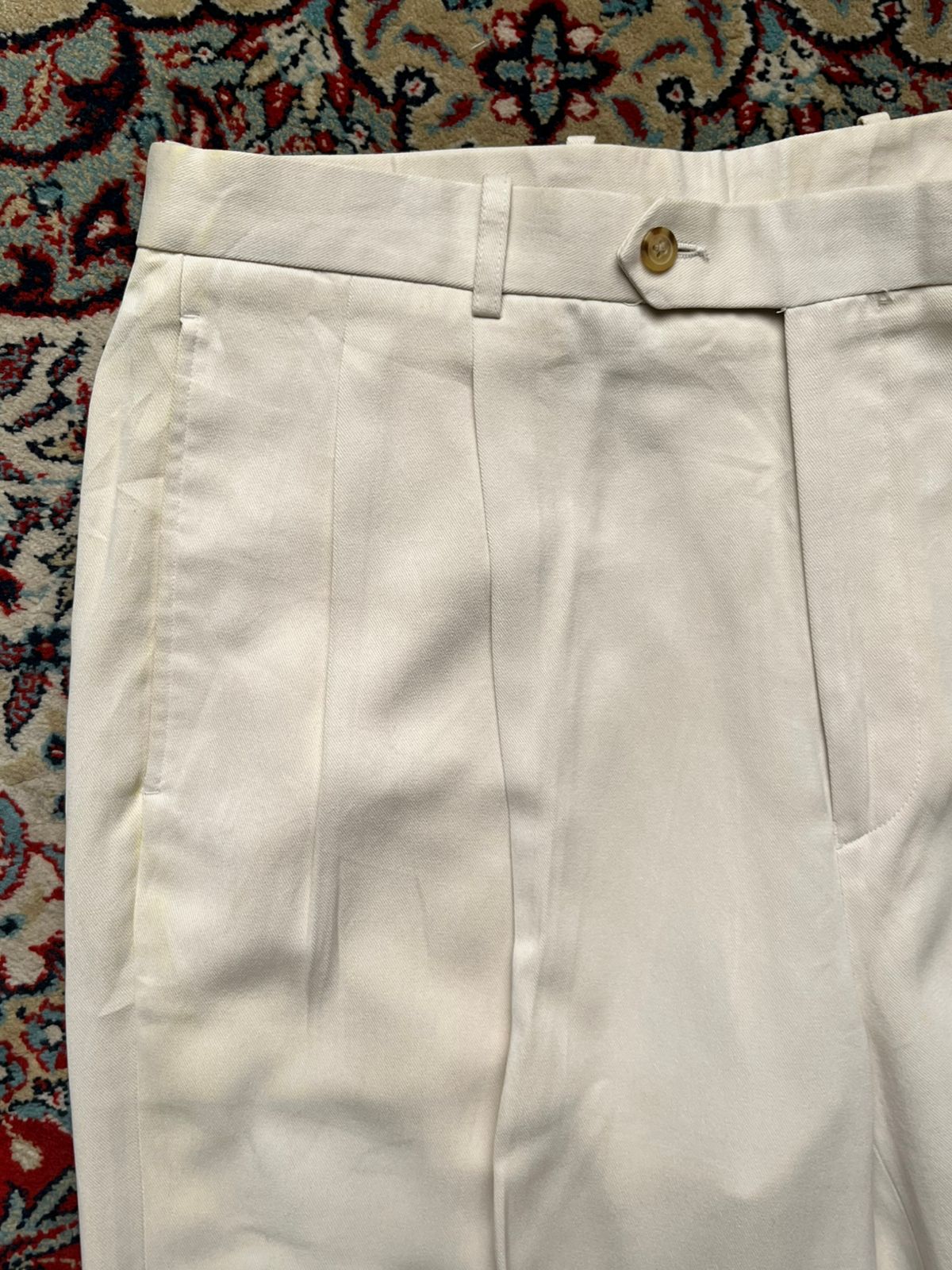 Vintage Evolution Cream Pleated Cuffed Classic Fit Dress PANTS - 36