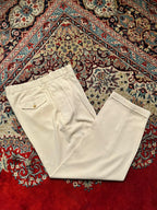 Vintage Evolution Cream Pleated Cuffed Classic Fit Dress PANTS - 36