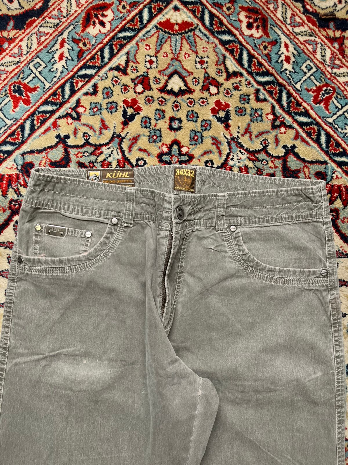 KUHL Crag Series Gray Cotton Structured Relaxed Fit CARGO PANTS - 34