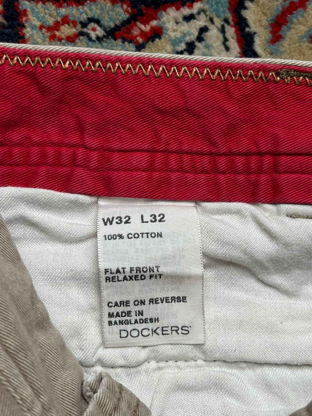 Dockers Cotton Relaxed Fit Flat Front Khaki Cargo PANTS - 32
