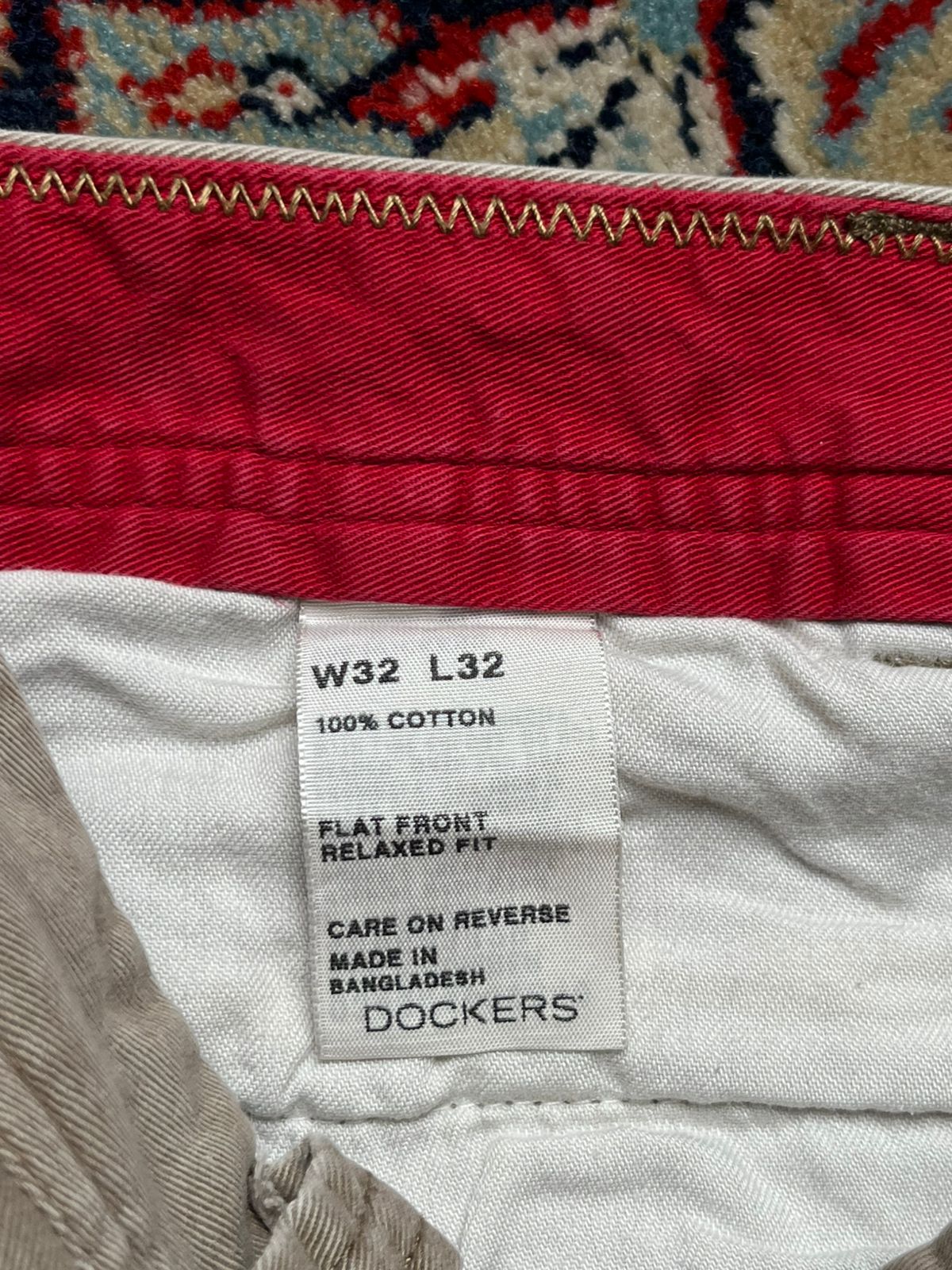 Dockers Cotton Relaxed Fit Flat Front Khaki Cargo PANTS - 32