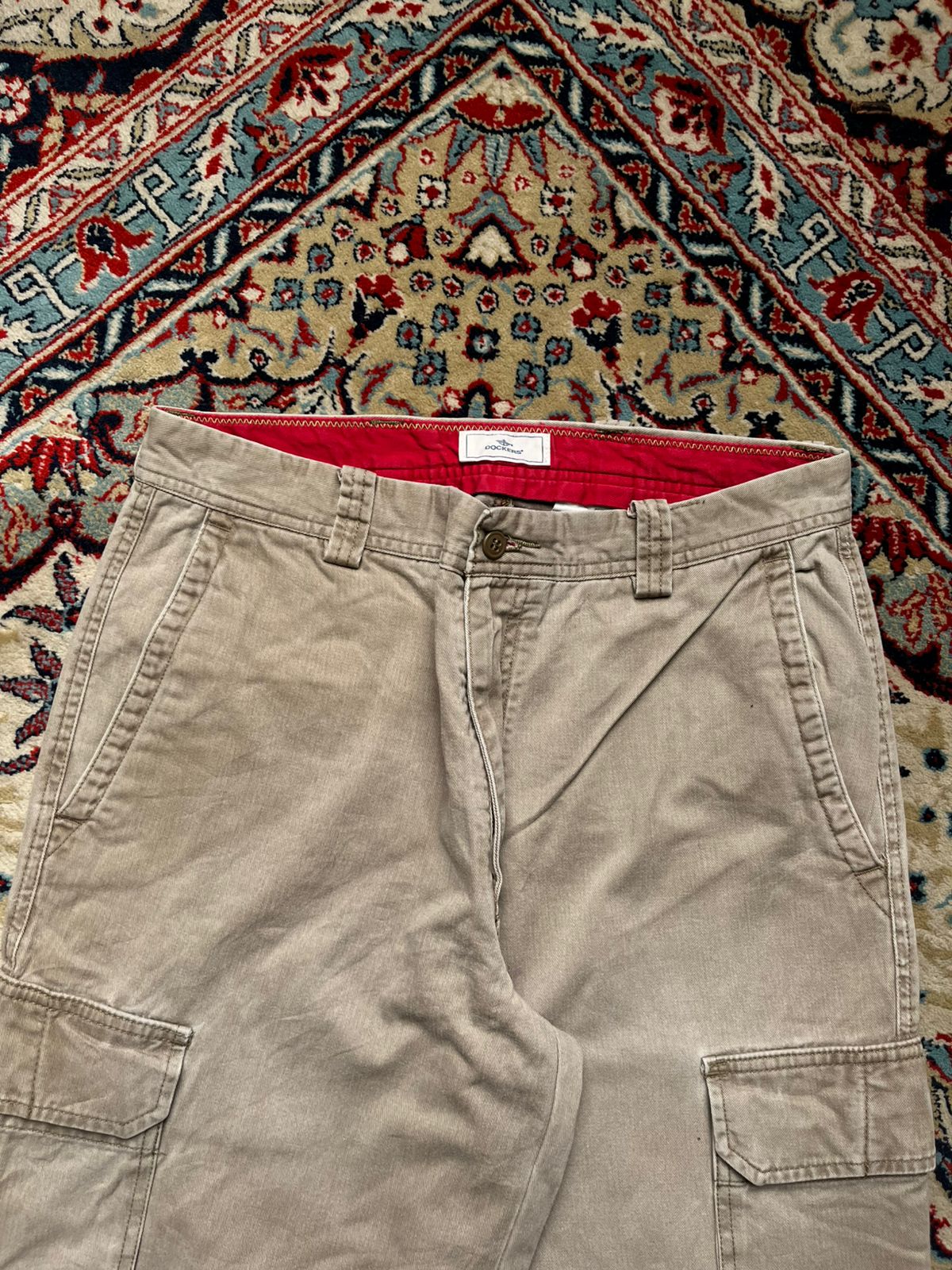 Dockers Cotton Relaxed Fit Flat Front Khaki Cargo PANTS - 32