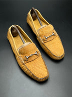 Cole Haan Croco Print Leather Bit Tan Loafers - 40