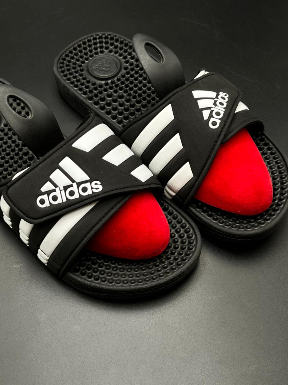 Adidas Adissage Black White Massage Slides - 38