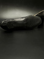 Ombelle Black Leather Block Heel PUMPS - 38