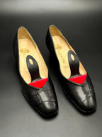 Ombelle Black Leather Block Heel PUMPS - 38