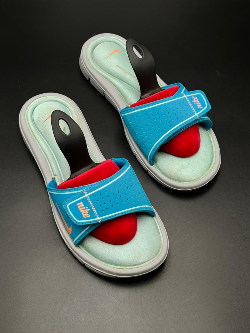 Nike Comfort Footbed Blue Orange SLIDES - 40.5
