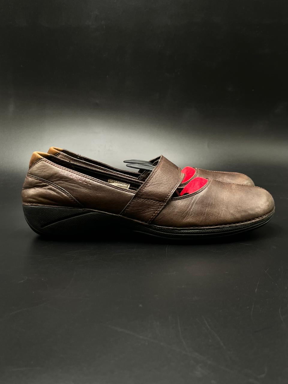 Merrell Brio Olive Brown Leather Mary Jane LOAFERS - 38.5