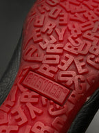 Greyder Perforated Black Red Leather Comfort Flats - 36