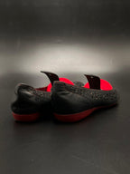 Greyder Perforated Black Red Leather Comfort Flats - 36