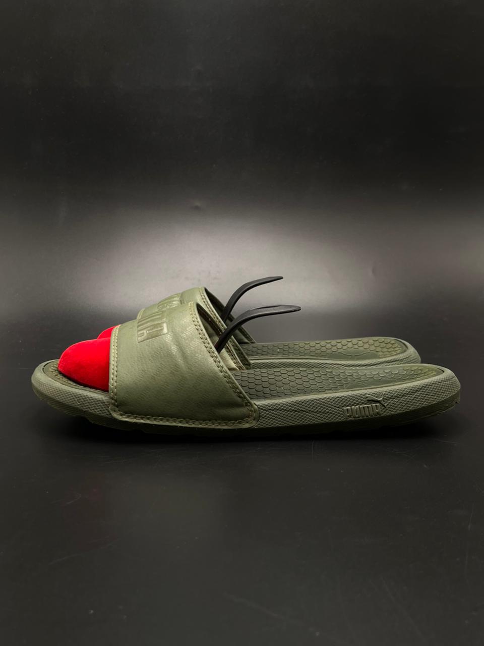 Puma Cool Cat Sport Olive Green Slides - 39
