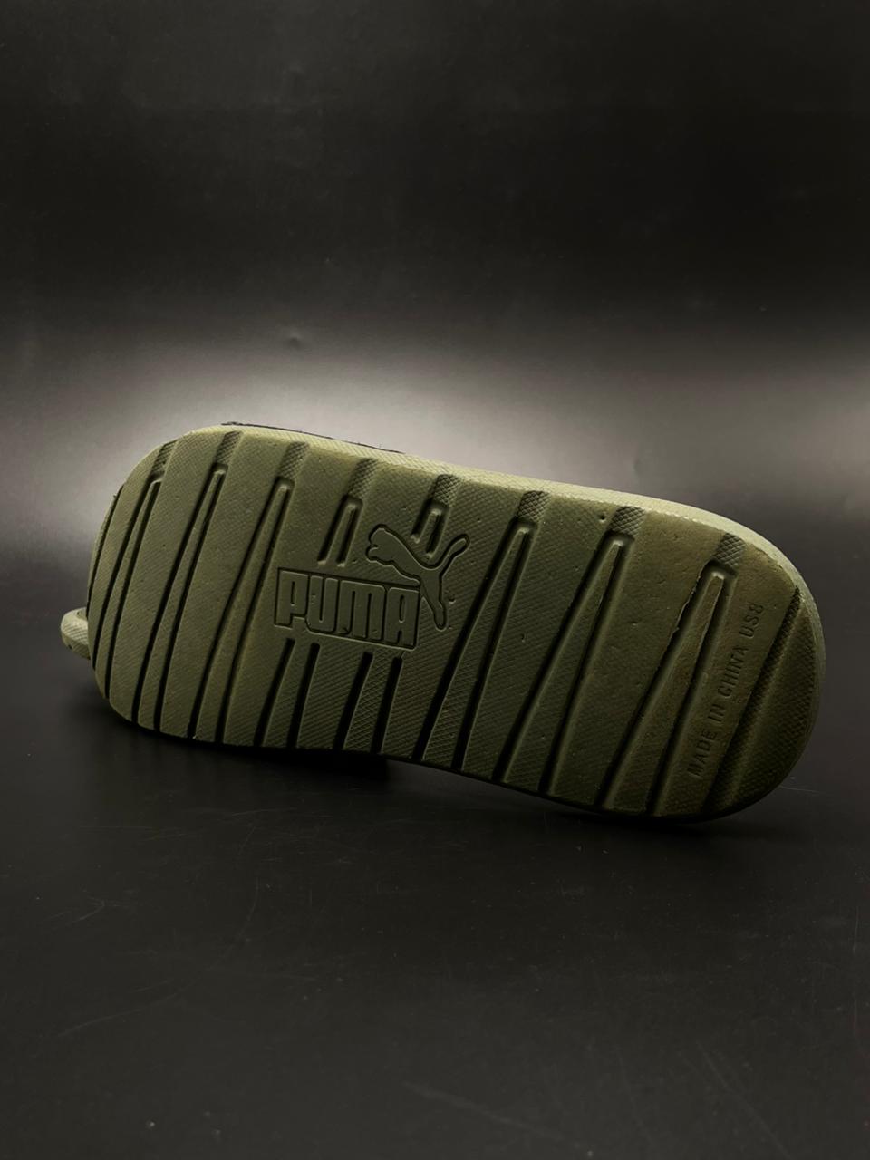 Puma Cool Cat Sport Olive Green Slides - 39