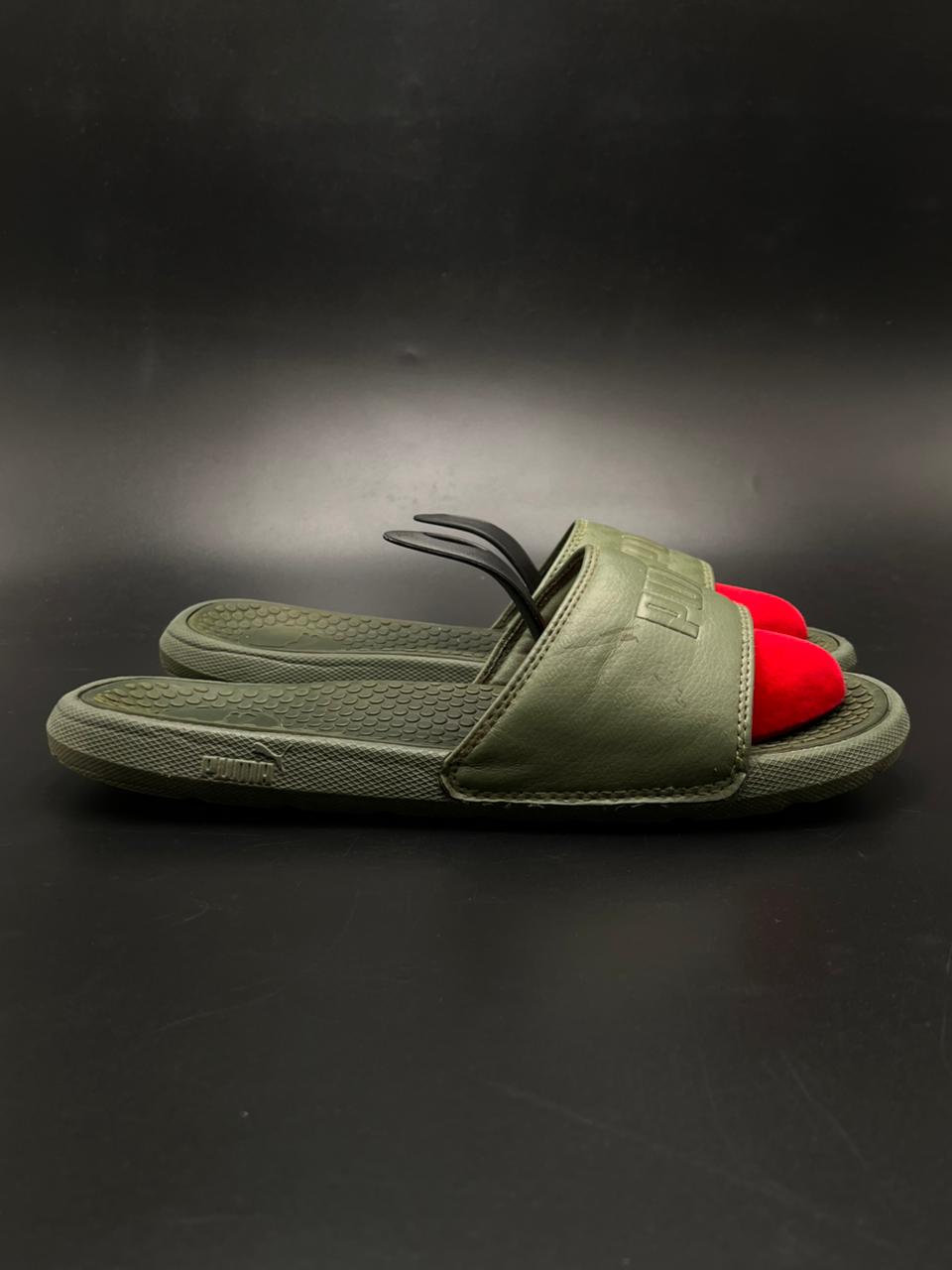 Puma Cool Cat Sport Olive Green Slides - 39