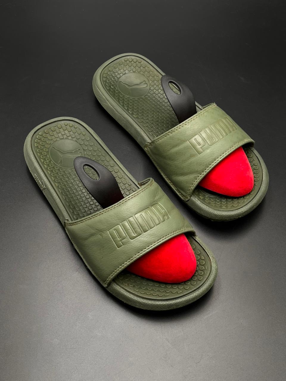 Puma Cool Cat Sport Olive Green Slides - 39