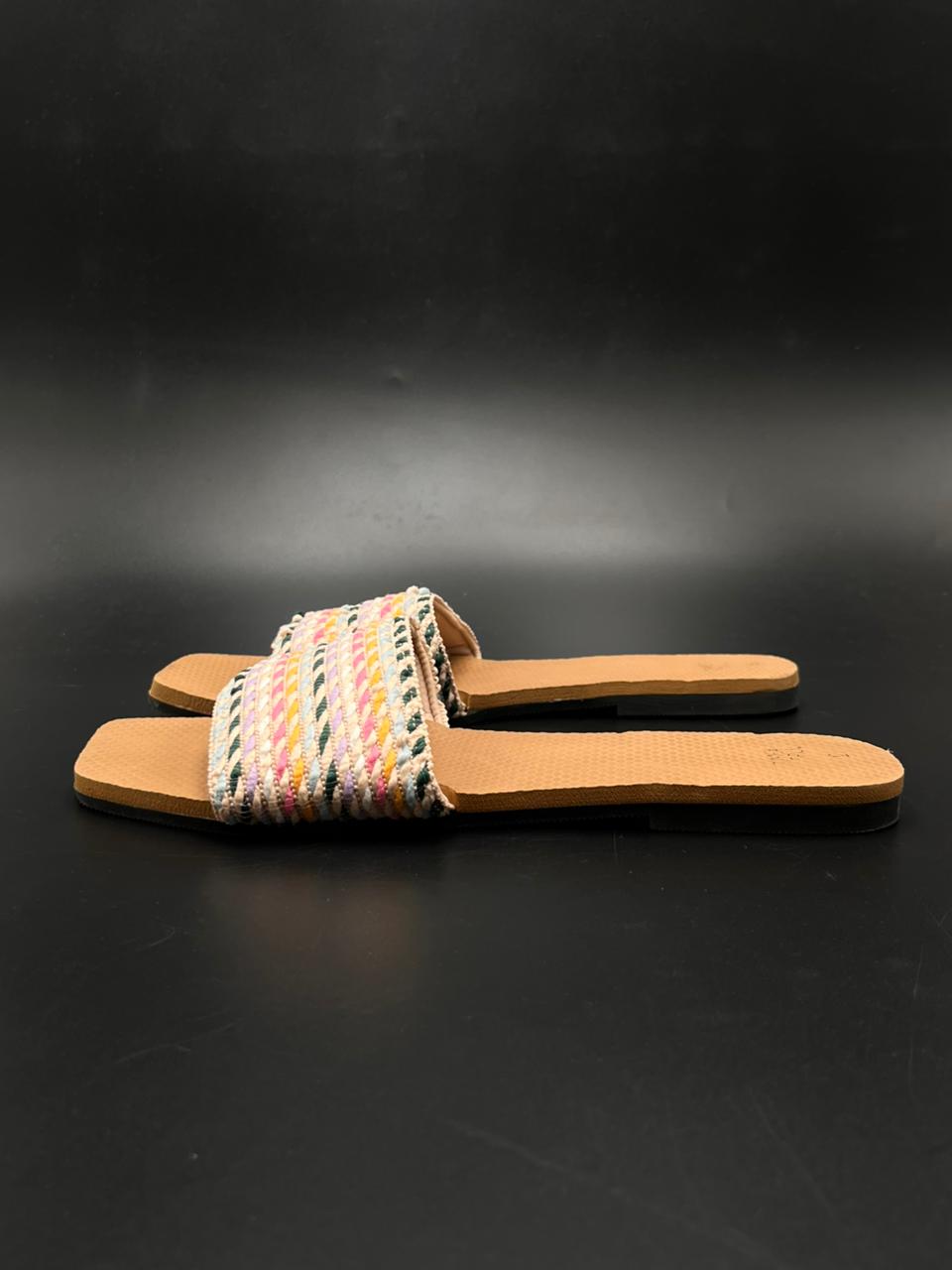 Time and Tru Multi Color Woven Slide Sandals - 39