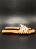 Time and Tru Multi Color Woven Slide Sandals - 39