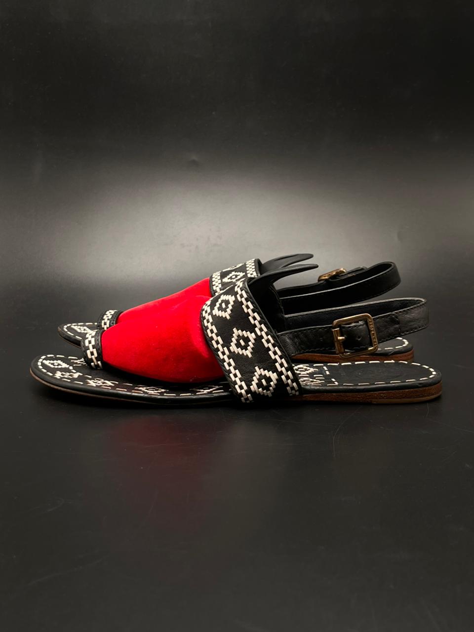 Tory Burch Embroidered Slingback Sandals - 37.5