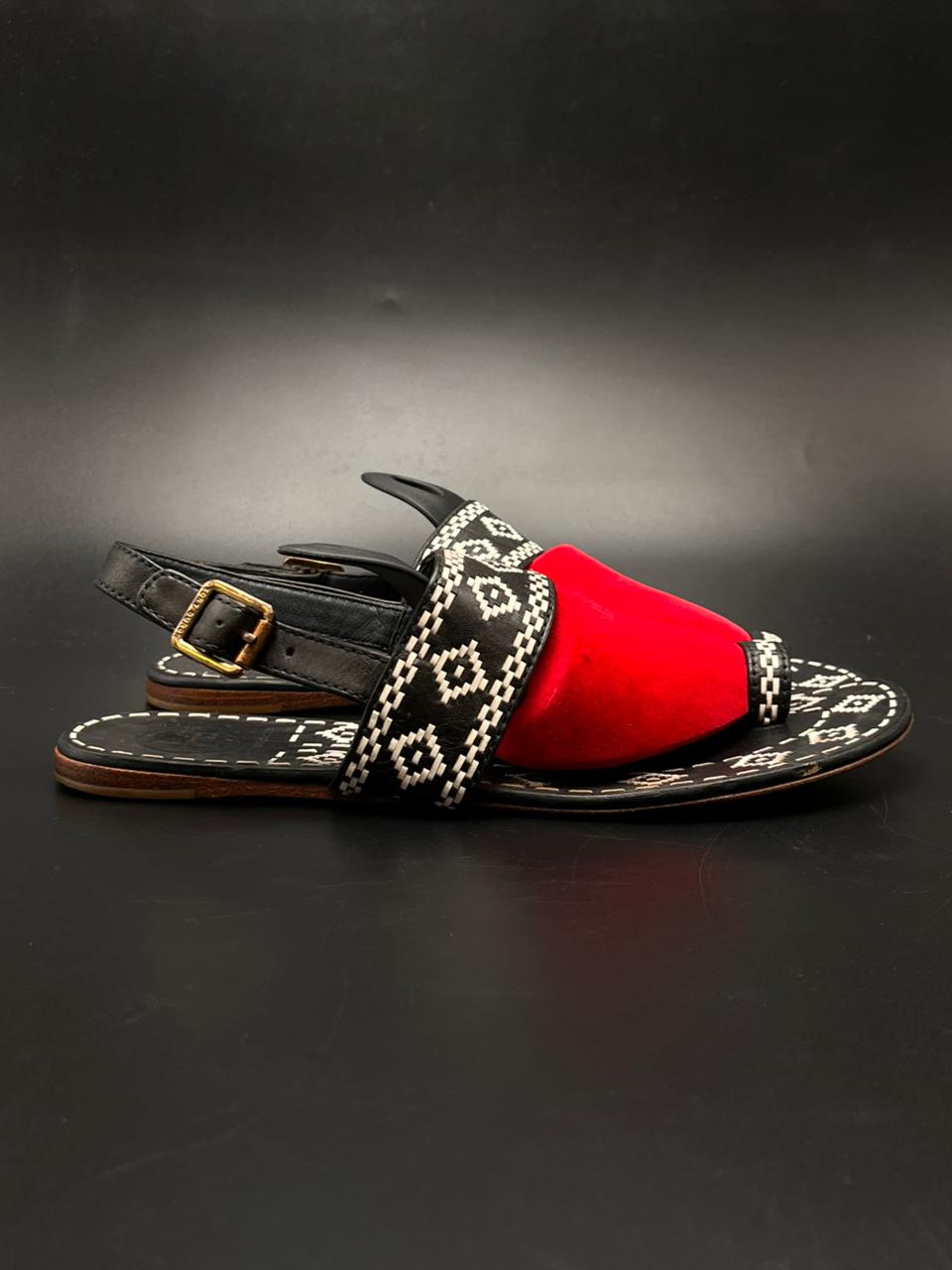 Tory Burch Embroidered Slingback Sandals - 37.5