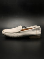 Bally White Leather Amal Driving Loafers - 37.5
