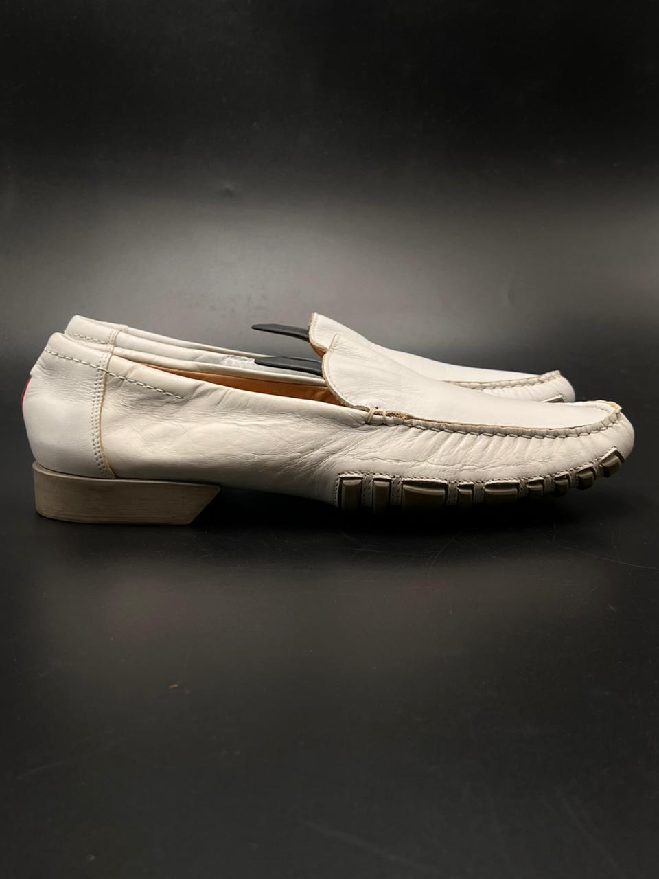 Bally White Leather Amal Driving Loafers - 37.5