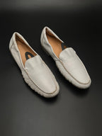 Bally White Leather Amal Driving Loafers - 37.5