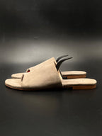 Bettye Muller Taupe Suede Flat Thong Sandal - 39