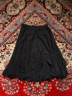 U’NA Black Layered Ruffle Midi Rhinestone Embellished Chiffon Skirt - 24