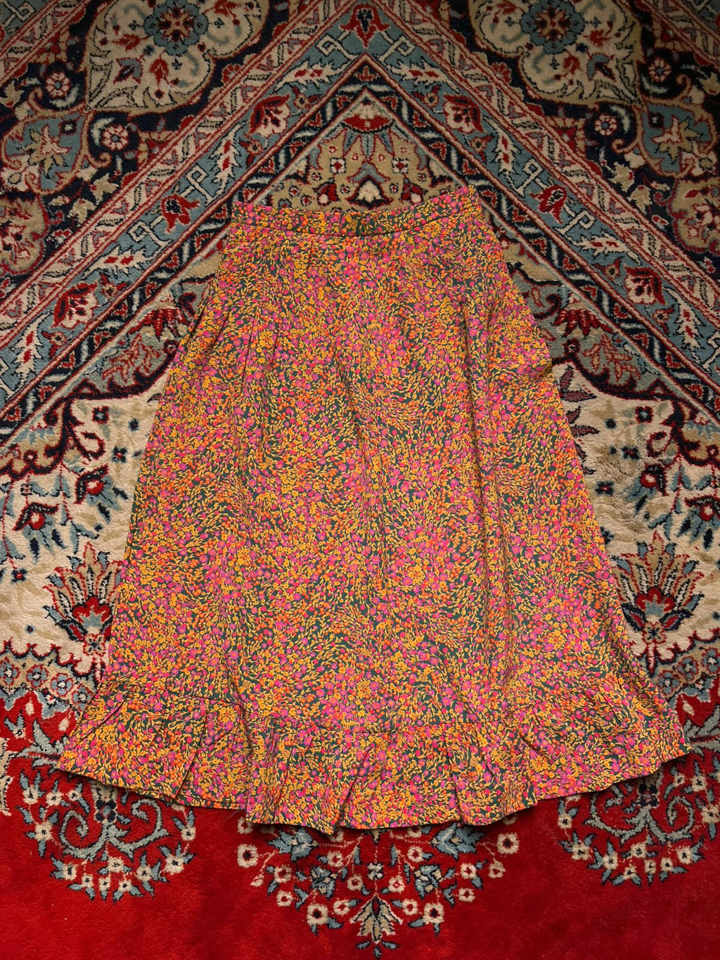 Vintage Floral High Waist Ditsy Print Skirt - 24