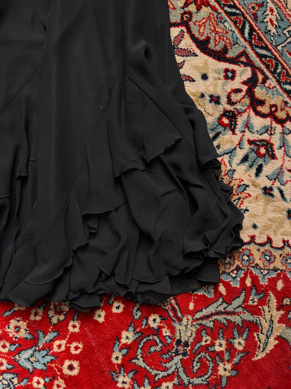 U’NA Black Chiffon Tiered Ruffle Skirt - 24