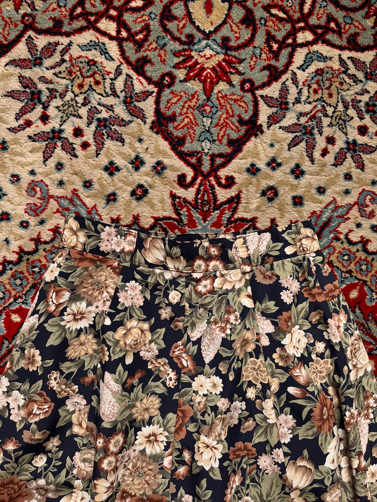 Vintage Floral Pleated Skirt - 24