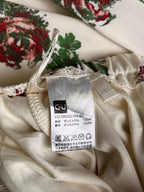 GU Japan Cream Floral Print Pleated Maxi Skirt - 24