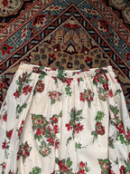 GU Japan Cream Floral Print Pleated Maxi Skirt - 24