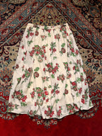 GU Japan Cream Floral Print Pleated Maxi Skirt - 24
