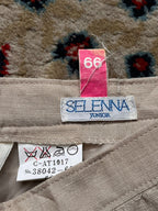 SELENNA JUNIOR Beige Linen Blend Embroidered Hem Skirt  - 24